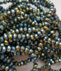 Glasschliffperlen 4x3mm Strang grünblau gold plattiert (394)