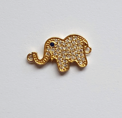 Kleiner Pavé Verbinder Elefant goldfarben