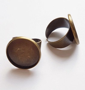 2 Ring-Rohlinge für 20mm Cabochons bronzefarben ***