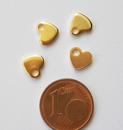 Mini-Anhänger Herz Edelstahl 1970 goldfarben