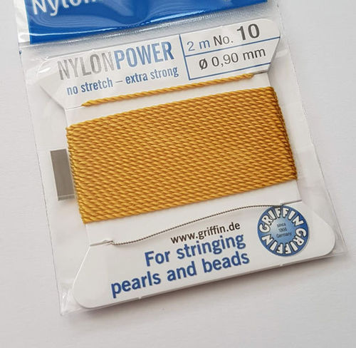 Perlseide NylonPower 2m mit Einfassnadel 0.9 currygelb