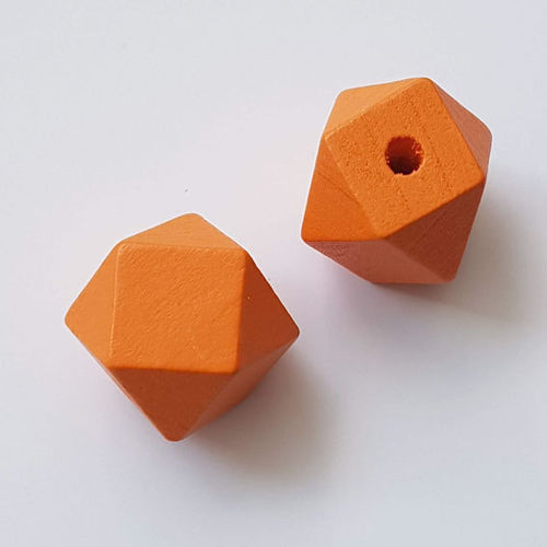 Holzperle Polygon orange