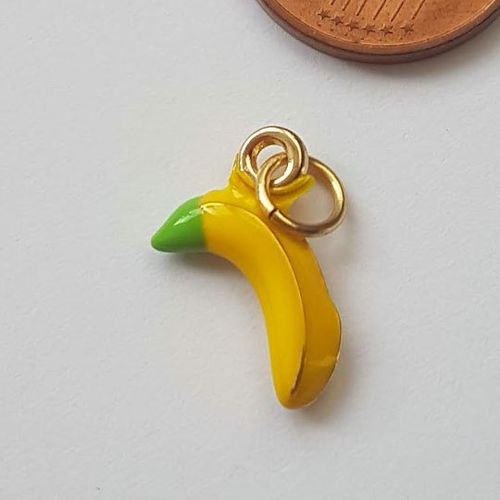 Anhänger Banane Emaille goldfarben